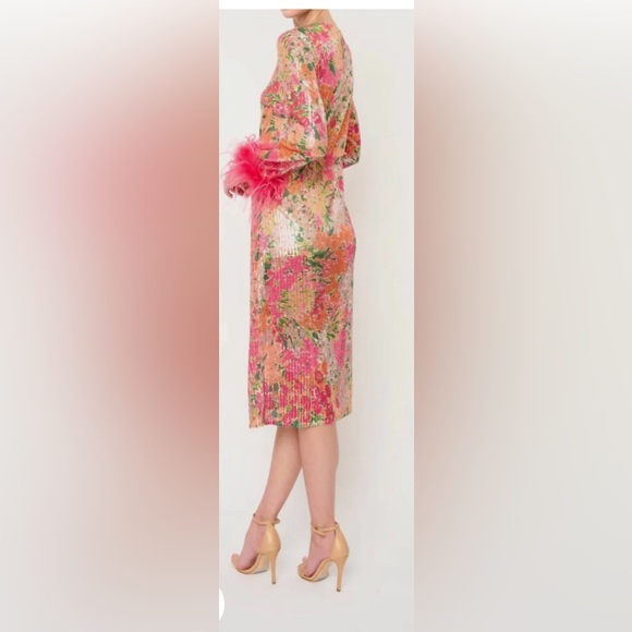 Flora Bea Ferris Sequin Floral Cocktail Midi Dress NWT Size Medium - Picture 10 of 11